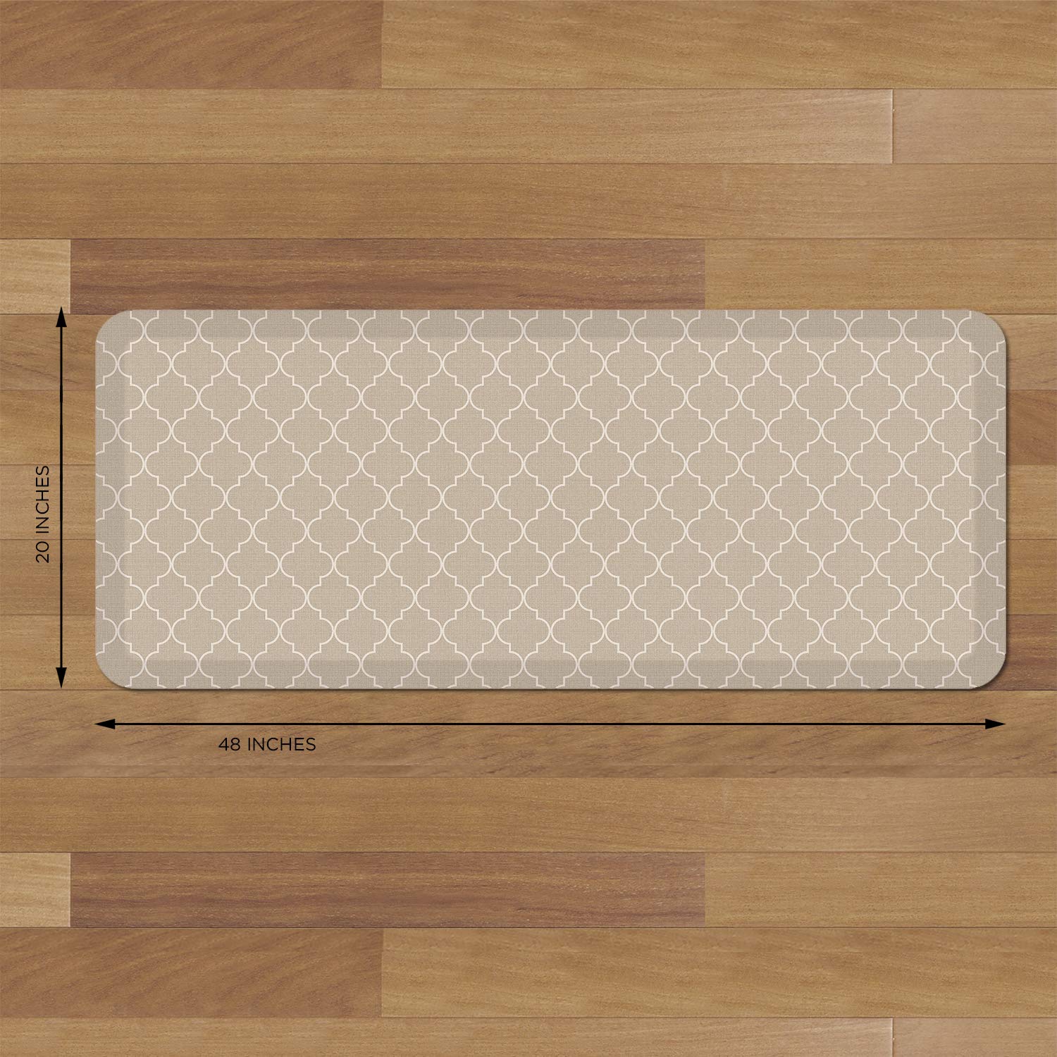 NewLife by GelPro Anti-Fatigue Designer Comfort Kitchen Floor Mat  20x48''   Trellis Khaki Stain Resistant Surface with 3/4  Thick Ergo-foam Core for Health and Wellness